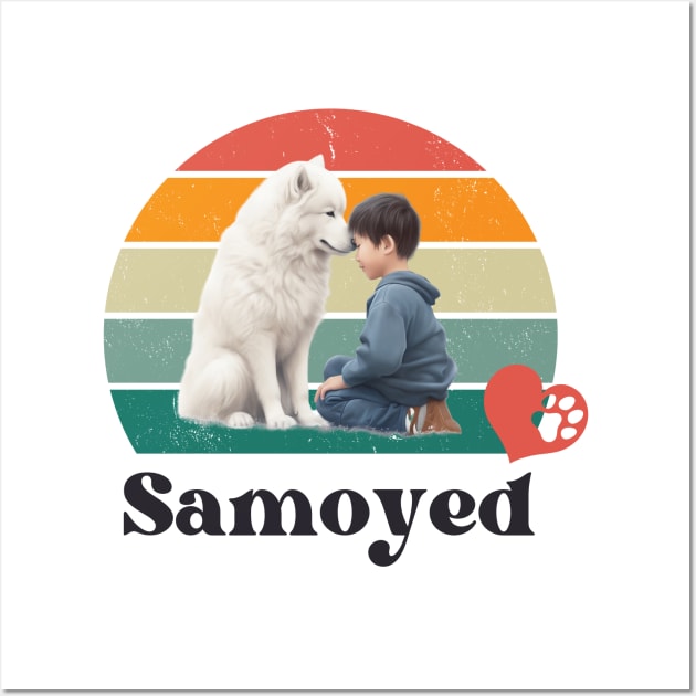 Samoyed retro sunset, perfect for anyone that loves samoyed dogs Wall Art by HSH-Designing